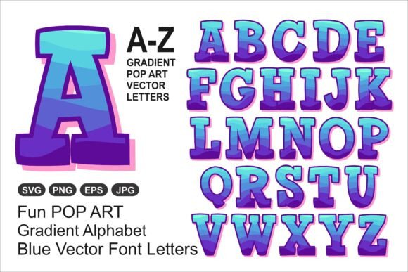 Gradient Pop Letters Vector Font a-Z SVG: A Bold Design Asset